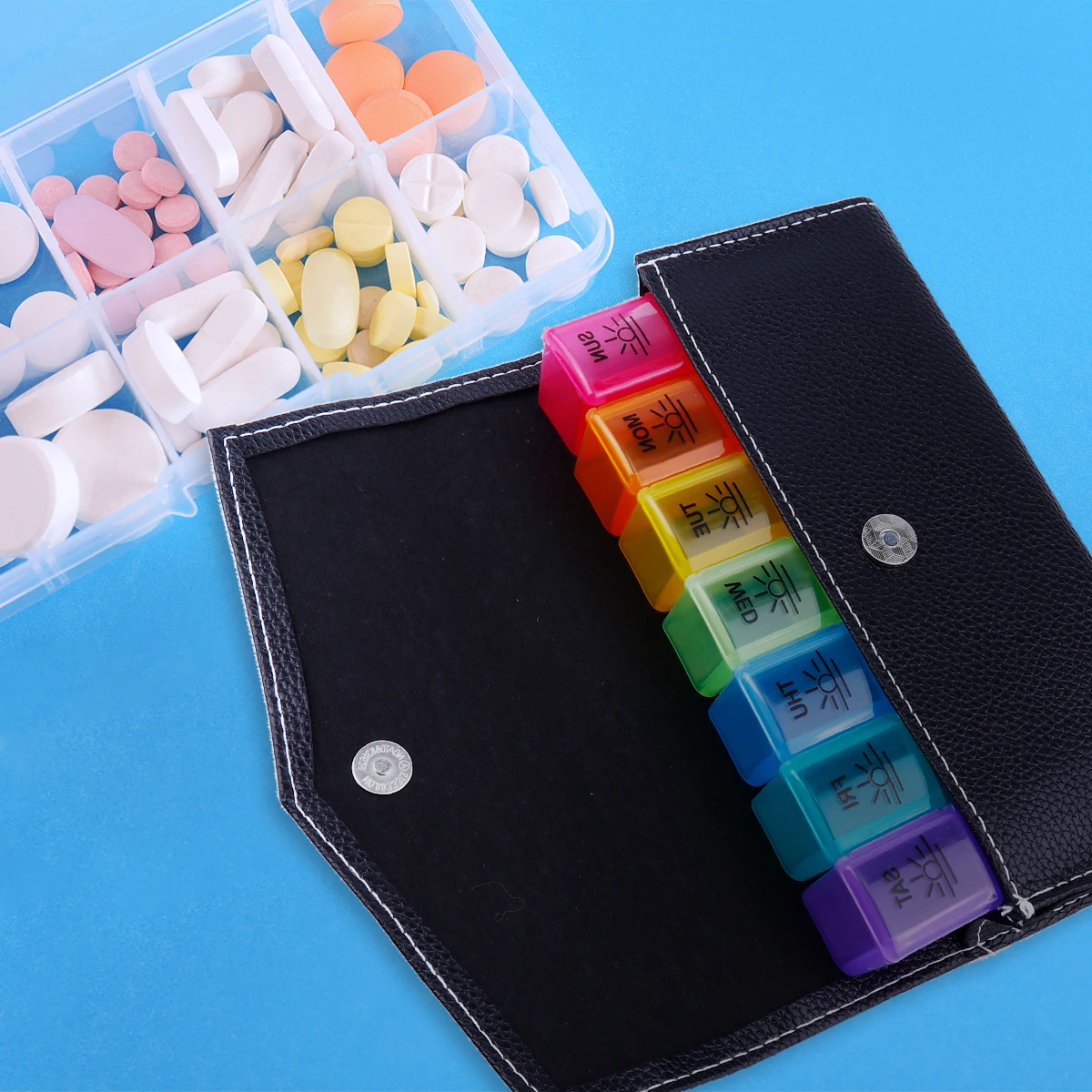 

1 set 1 Set Large Flip Top Pill Box Transparent Dustproof Portable Plastic Medicine Case Multiple Compartments Sturdy Thickened