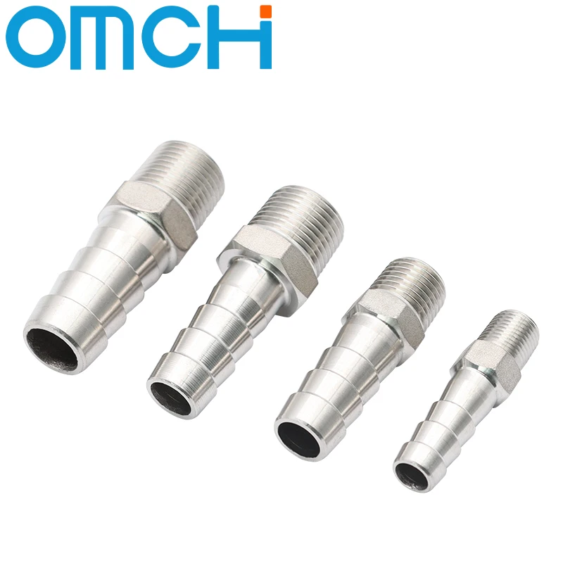 304 خرطوم الفولاذ المقاوم للصدأ اذع موصل 1/8 "1/4" 3/8 "1/2" BSP ذكر الموضوع وصلة أنابيب اذع خرطوم معبد اقتران الذيل موصل