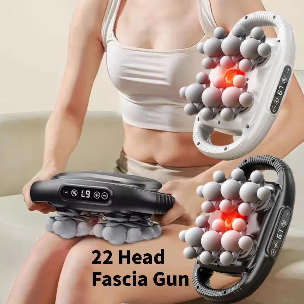 

22 Head Fascia Gun High Frequency Vibration Massage Gun 9 Speed Levels Deep Muscle Relaxation for Back Neck Shoulder