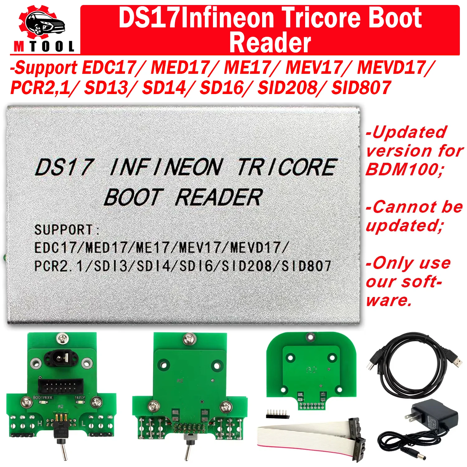DS17 Infineon Tricore Boot Reader ECU Programmer For EDC17 MED17 ME17 MEV17 MEVD17 PCR2.1 SD13 SD14 SD16 SID208 S1D807 PK BDM100