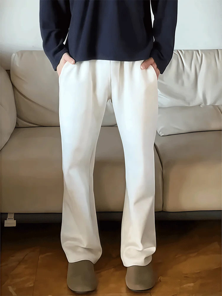 

White American Style Air Layered Knife Men's Pants Winter Drapey Narrow Version Flared Leg Trousers Youth Fashion