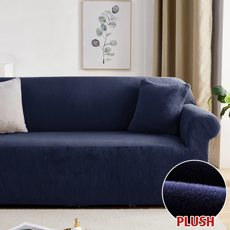 Plush Fabric Sofa Covers for Living Room 1/2/3/4 Seats Elastic Stretch Couch Cover L Shaped Sofa Slipcover Furniture Protector