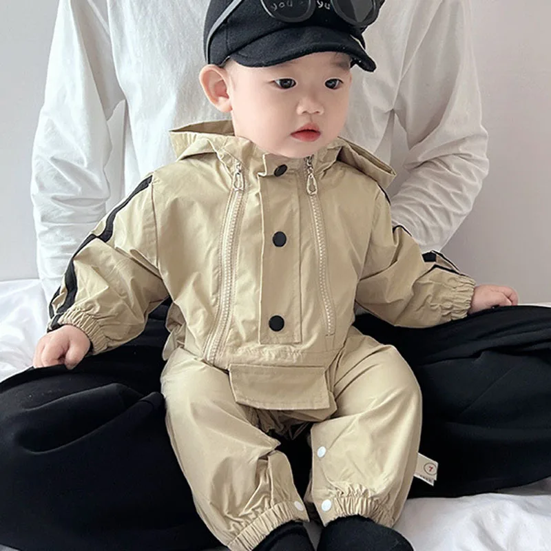 IYEAL Baby Workwear Jumpsuit Wiosna i jesień Nowa koreańska przystojna kurtka dla niemowląt i małych dzieci