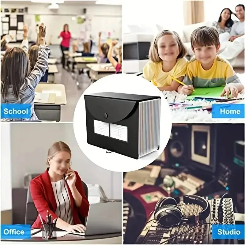 Expanding File Folder 12 Pockets A4 Size Filing Folder Organizer Large Capacity Portable Accordian File Box for Classroom Office