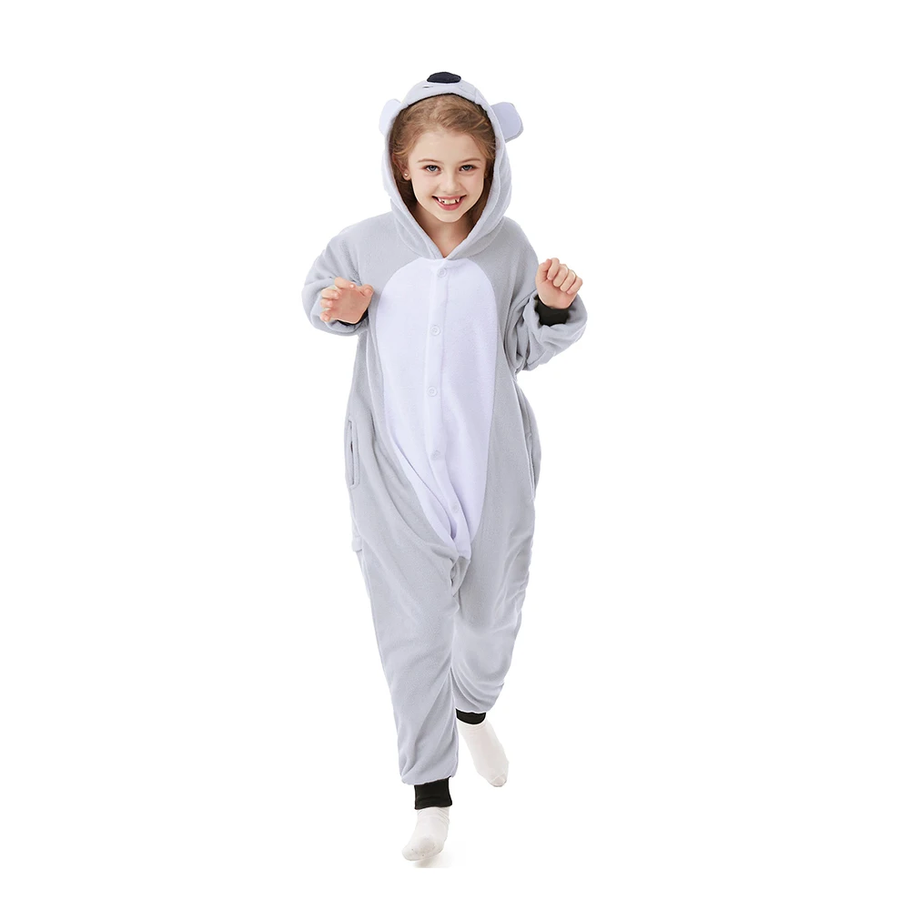 CANASOUR Kids Koala Costumes Unisex Soft One-piece Pajamas Halloween Christmas Cosplay Onesie Jumpsuit Winter Hooded Homewear