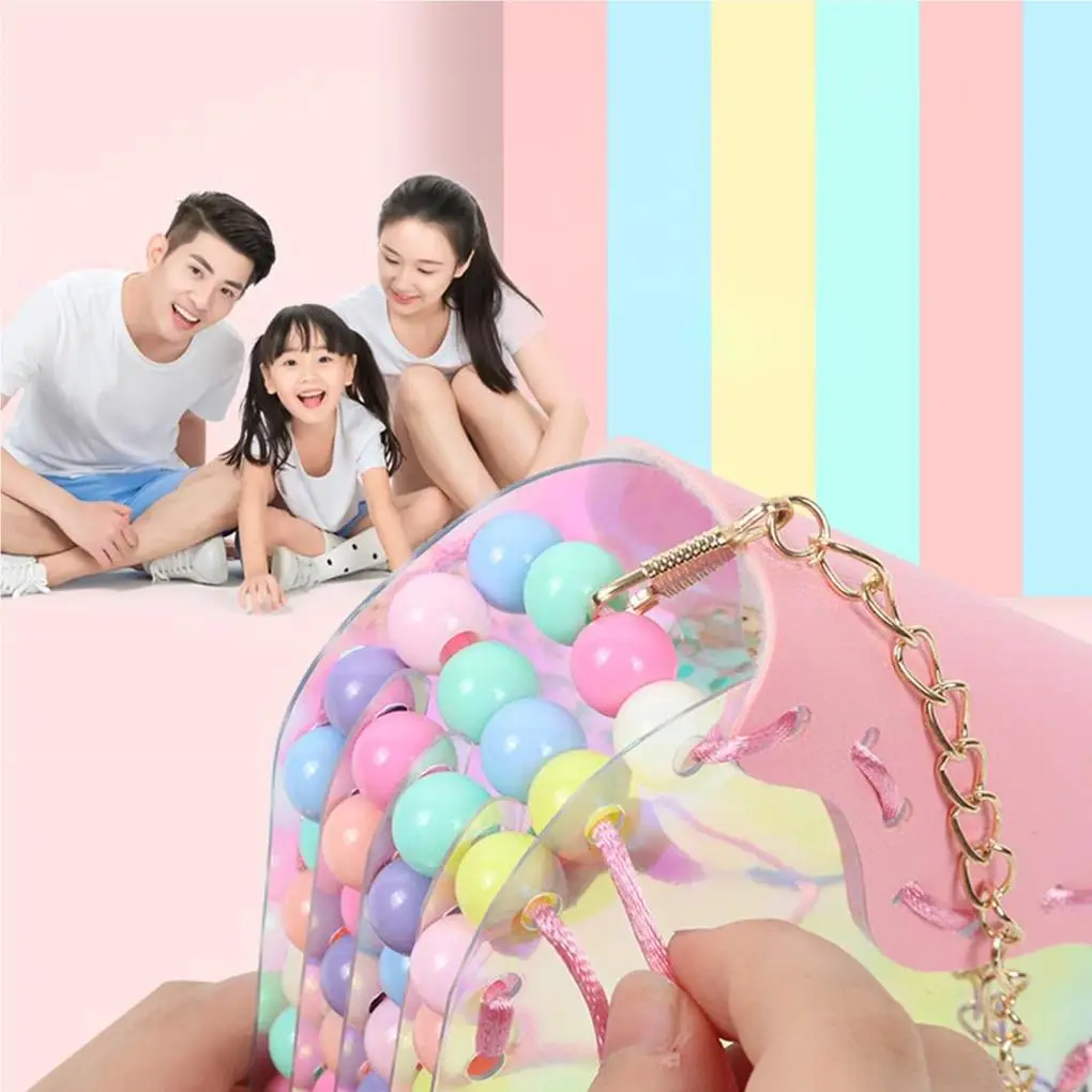 DIY Crossbody Bag Girls Beads Geometric Shape Shiny Art Kit Educational Interactive Kid Craft Toys Gift Box Party