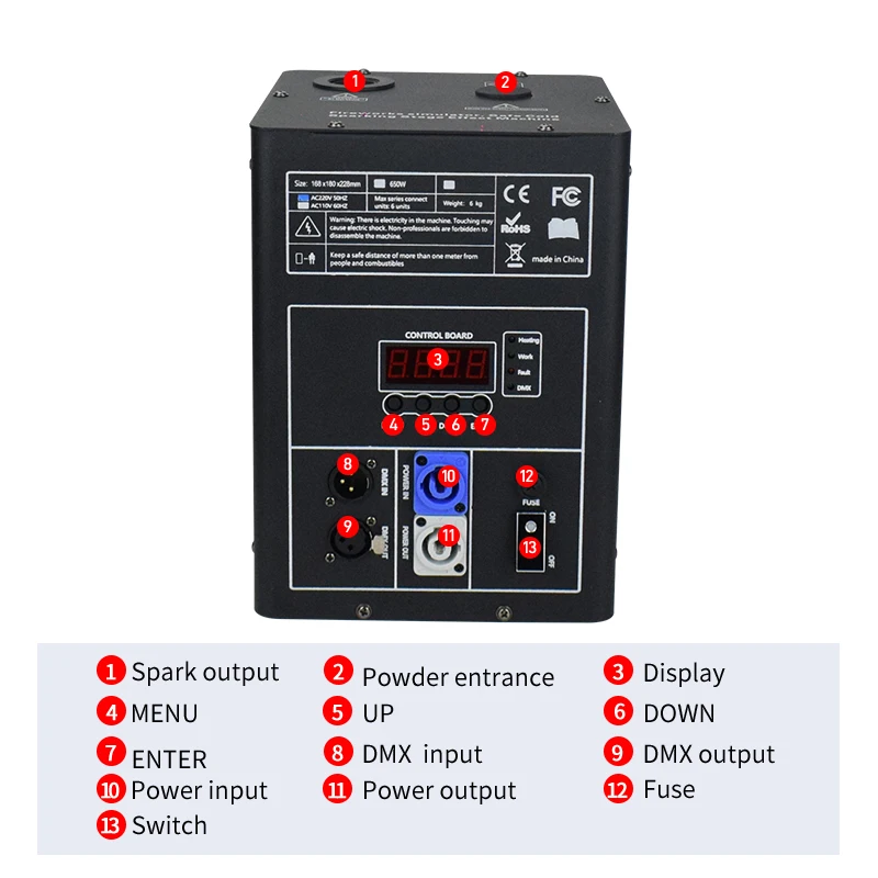 Wireless DMX Control Digital Screen Sparkler Cold Spark Machine for Wedding Stage