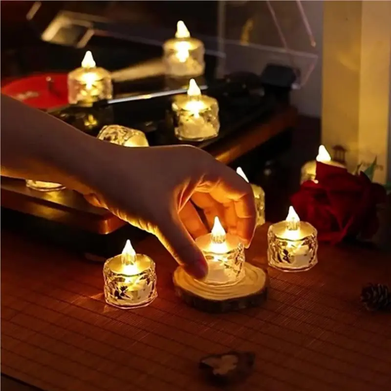 【FITTING】48 Pcs Led Tealight Candles Battery Operated Smokeless Candle Lamp For Valentines Weddings Dining Tables (1.42X1.97In)