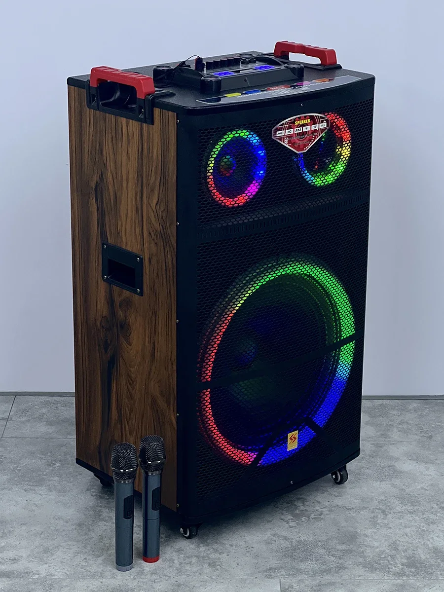 

18-дюймовая портативная колонка SS-A18 из пластика с Bluetooth, перезаряжаемая, Hi-Fi, для улицы, стерео, с цветной подсветкой