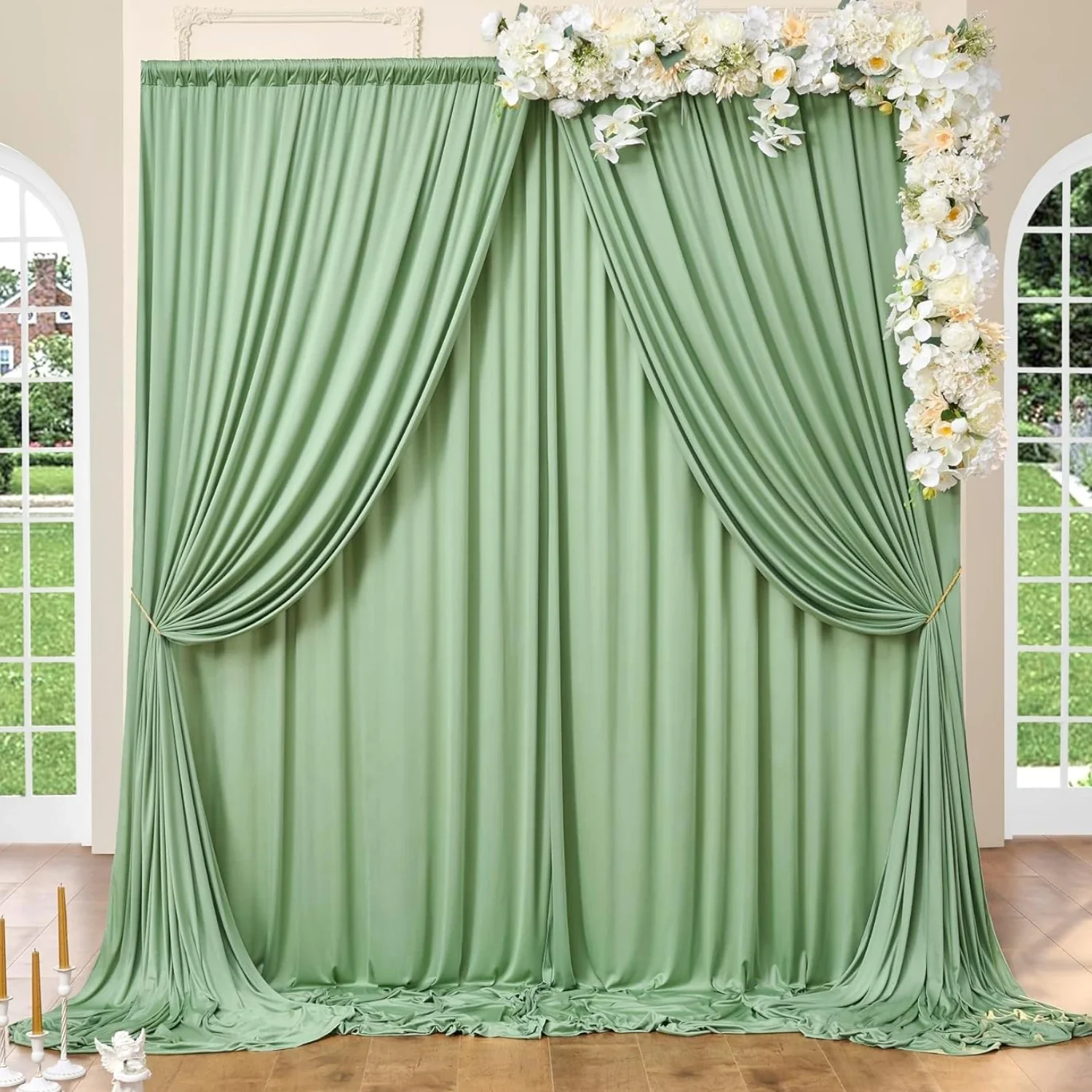 Polyester Photography Backdrop Drapes Wrinkle Free White Backdrop Curtains for Wedding Birthday Parties Stage Photo Decoration