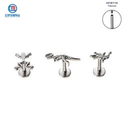 QM ASTM F136 Titanium Piercing Internally Threaded Various Animals Tops Earrings Helix Flat Tragus Body Jewelry