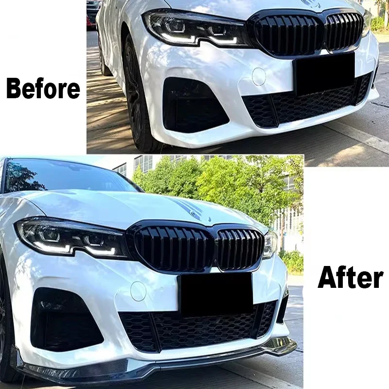 For BMW 3 Series M Pack G20 320i 330i 2019-2022 Car Front Bumper Lip Body Kit Blade Spoiler Splitter Canard Accessories Tuning