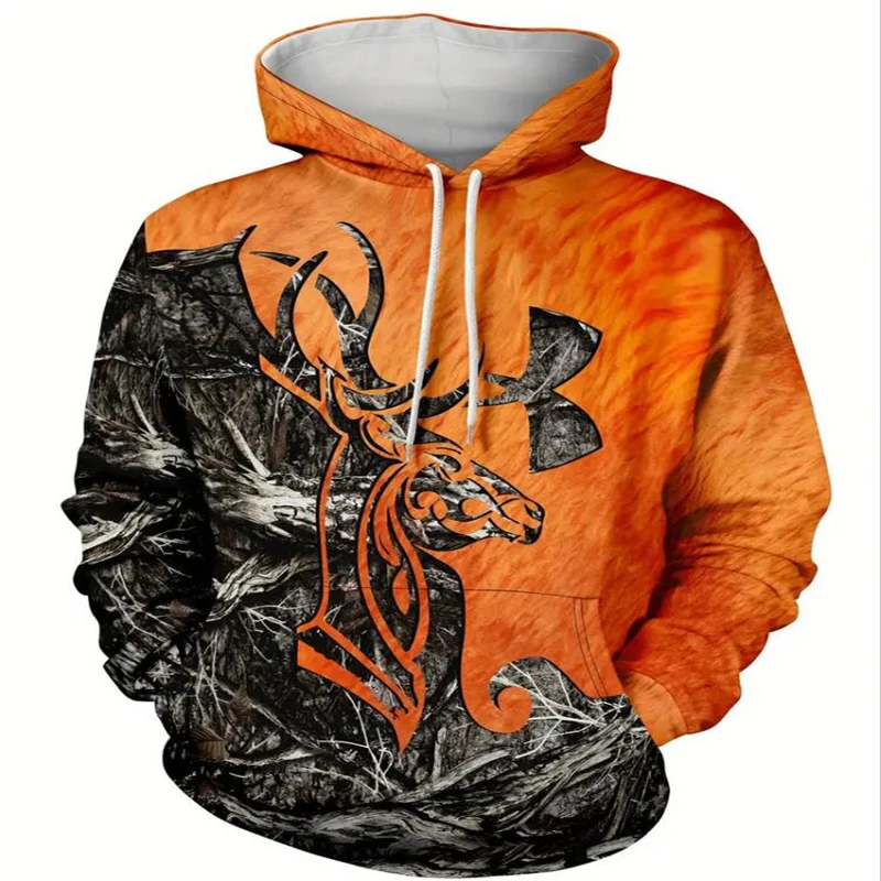 Men's Spring and Autumn European and American Foreign Trade 3D Digital Printing Color Contrasting Hoodie Fashion Single Item Men