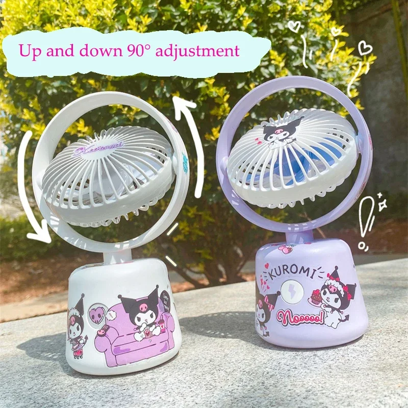 Sanrio Kawaii Kuromi Handheld Small Fan Cartoon Outdoor Portable Mute Mini Fan DIY Sticker USB Fan Cute Daily Necessities