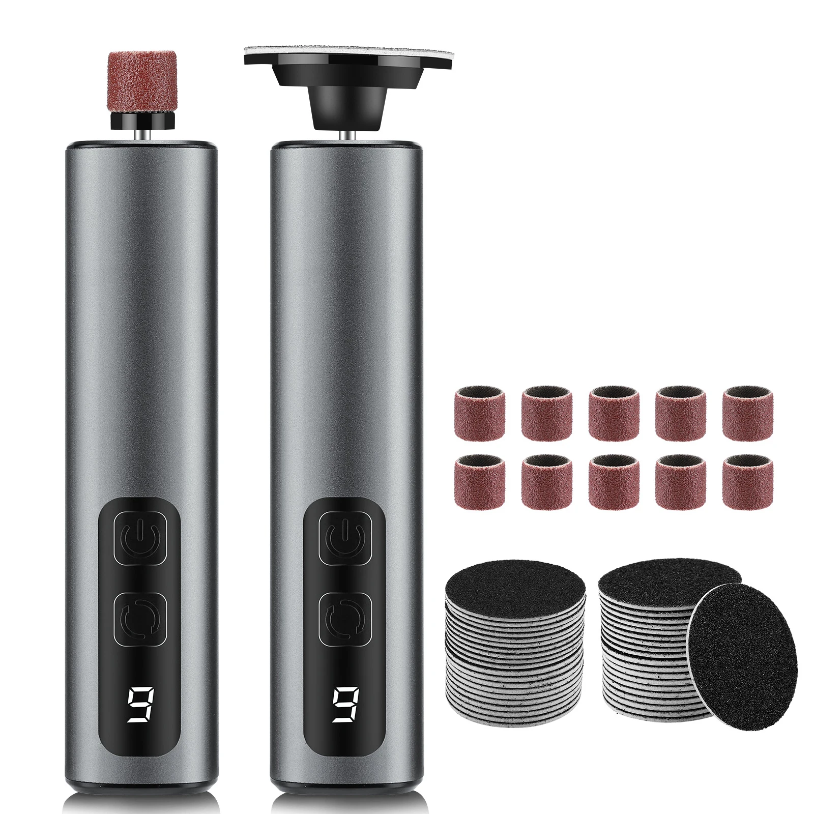 

2-IN-1 Rechargeable Electric Nail Grinder Callus Remover Pedicure Dead Skin Removal Electronic Foot File