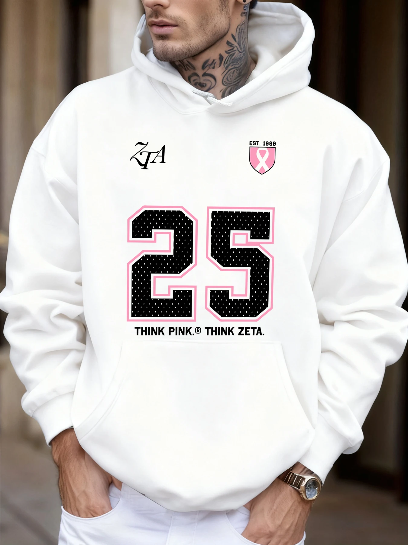 فكر الوردي ثينك زيتا عدد 25 يطبع رجالي عادية الخريف كل مباراة بلوزات أساسيات الشارع الشهير الصوف بقلنسوة رياضية