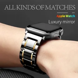 Ceramic Metal Strap for Apple Watch Ultra 2/3 49mm 10/11 46/42mm 9 8 7 45mm 41mm Replacement Wristband Iwatch 6 5 4 SE/3 44/40mm