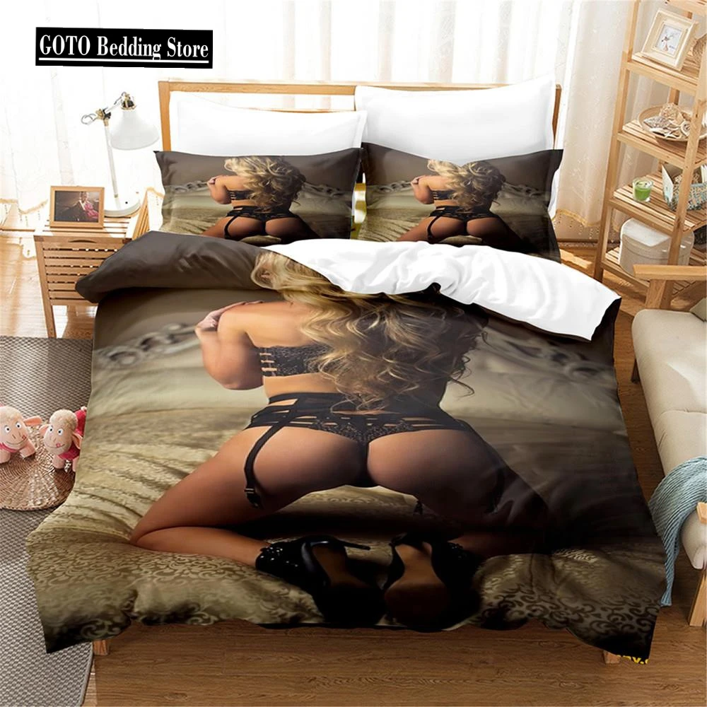 

Model Girl Duvet Cover King Size Love Bedding Set Sexy Woman Comforter Cover Fashion Sexy Theme Bedding Decorative Boys Beauty