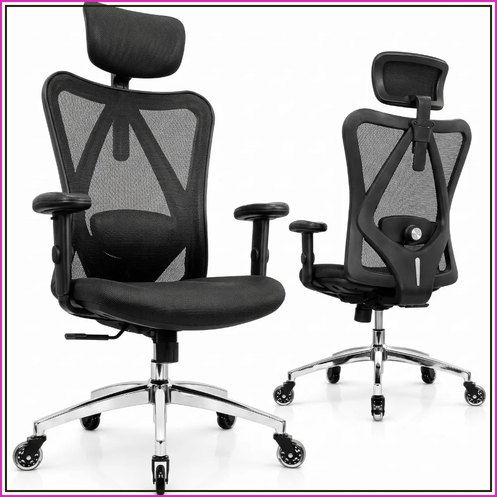 Ergonomic Office Chair Adjustable High Back Desk Chair Lumbar Support Breathable Mesh Thick Cushion