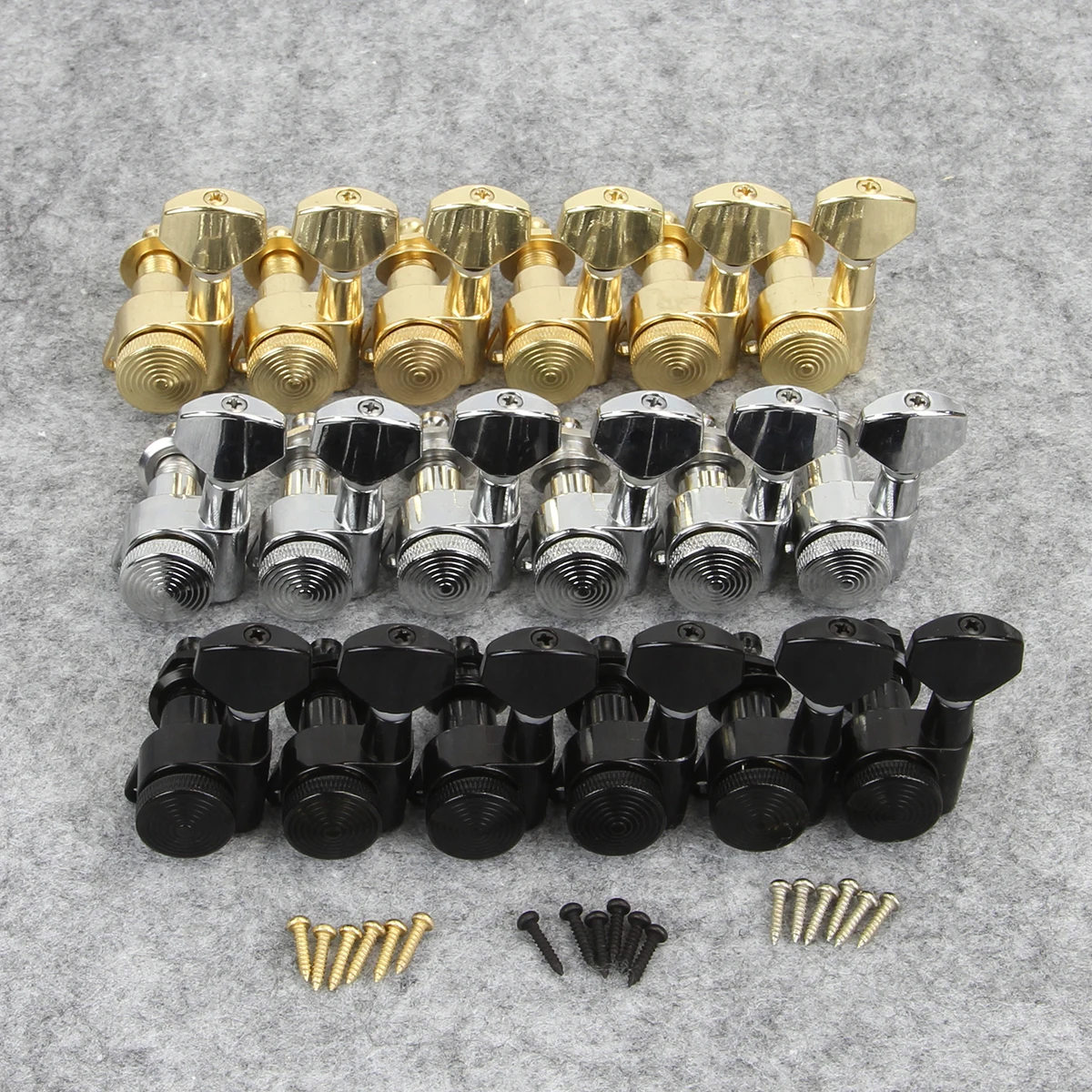 

FLEOR Set of 6L Locking Tuning Pegs Guitar Tuning Keys Machine Heads Gear Ratio 1:19