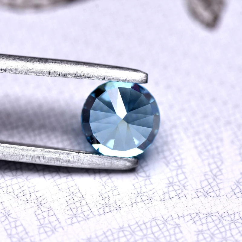 Synthetischer Edelstein, Top Crushed Ice Cut, Kubischer Zirkonia, Runde Form, Aquamarin-Farbe, 4K-Schliff, 5A+ Qualität, für DIY-Schmuckherstellung – Detail 6