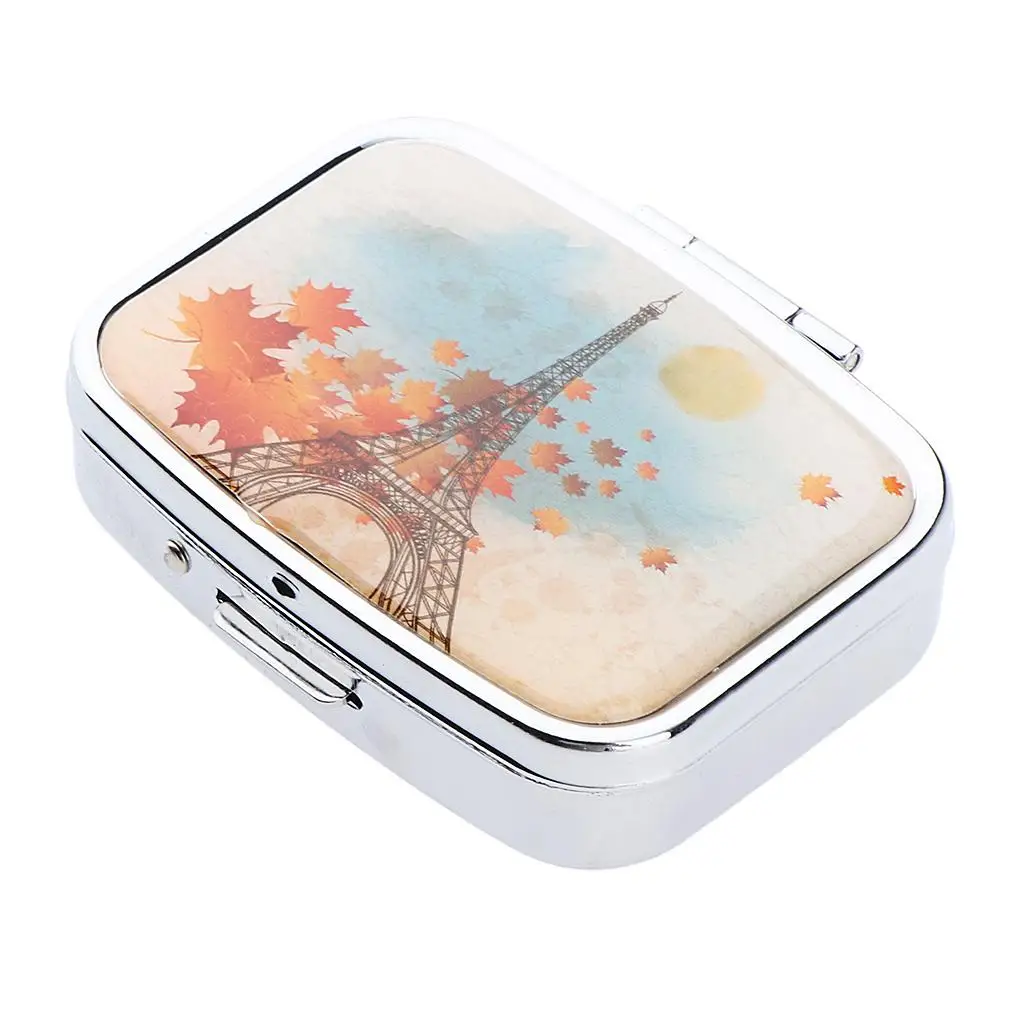 Small Jewelery Case with 2 Compartments Pill Box Travel Medicine