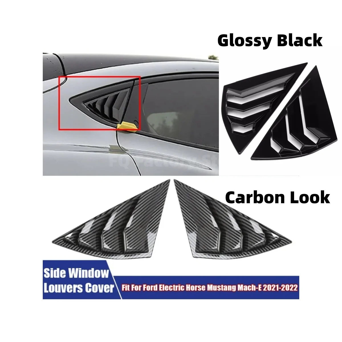Hinten Seite Fenster Scoop Visier Abdeckung Lamellen Abdeckungen Für Ford Electric Horse Mustang Mach-E 2021 2022, Hinten Fenster Lamellen