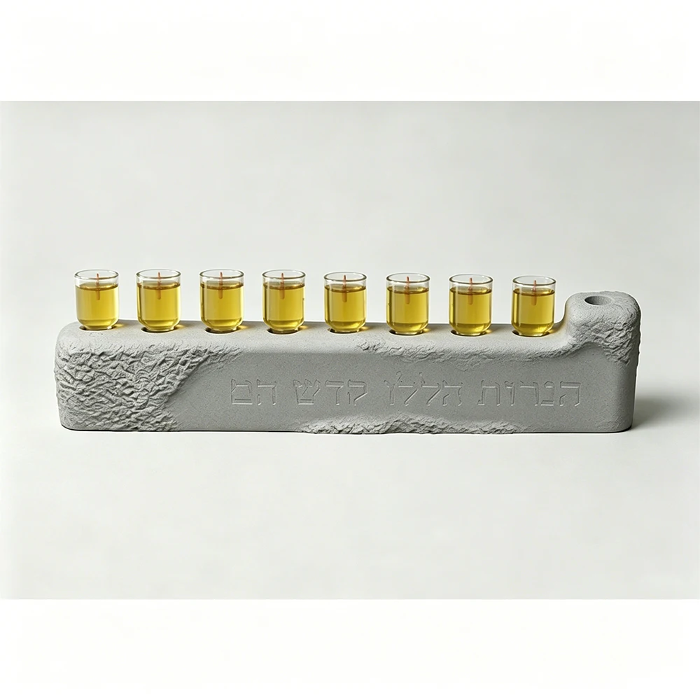 

Reusable Jewish 9 holes Candle Hanukkah Menorah Silicone Mold for Concrete Cement Jesmonite Plaster