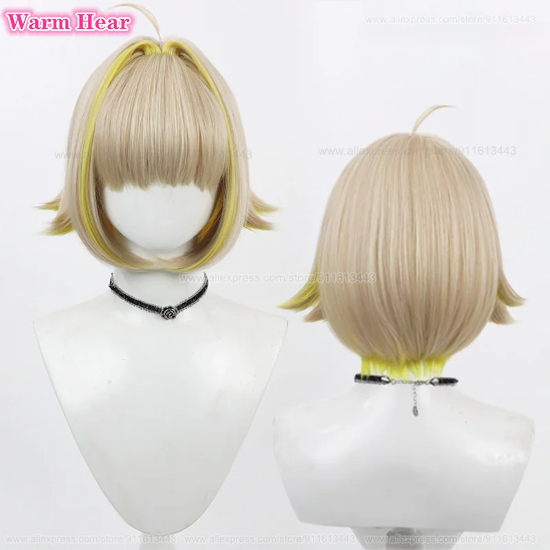

New! Elegg Cosplay Wig Game Unisex Short 30cm Bicolor Wig Heat Resistant Hair Halloween Cosplay Anime Party Wigs + Free Wig Cap