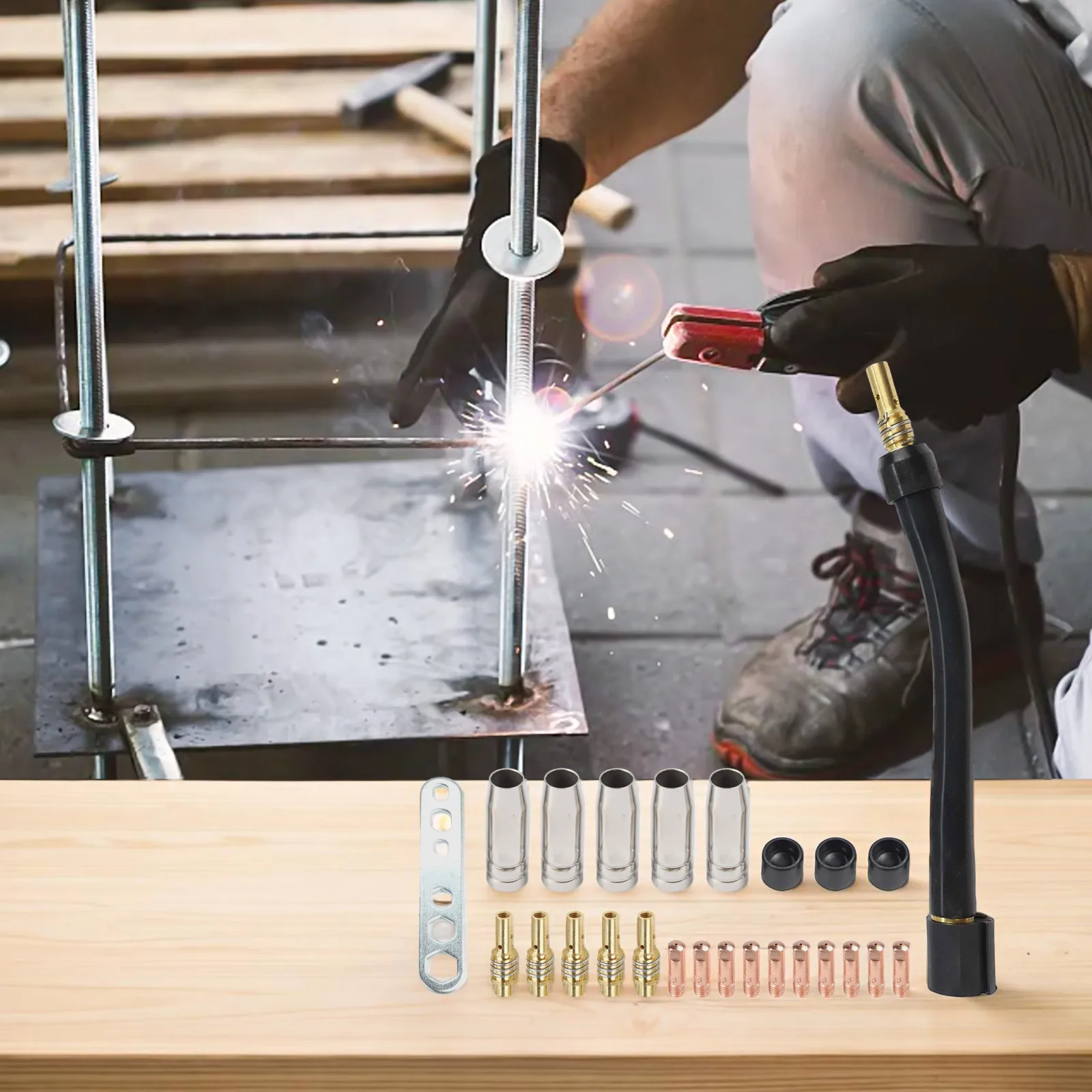 

25PCS Inert Gas Welding Torch Set for 15AK and For MB15 Accessories Including Nozzles for Efficient Welding Solutions