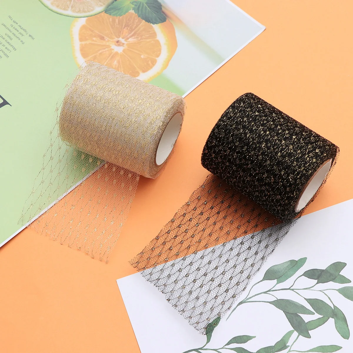 

Golden Silk Yarn Ribbon Decorative Crafts Mesh Wreaths Gift Wrapping Tree Band DIY Polyester Durable Chic Unique