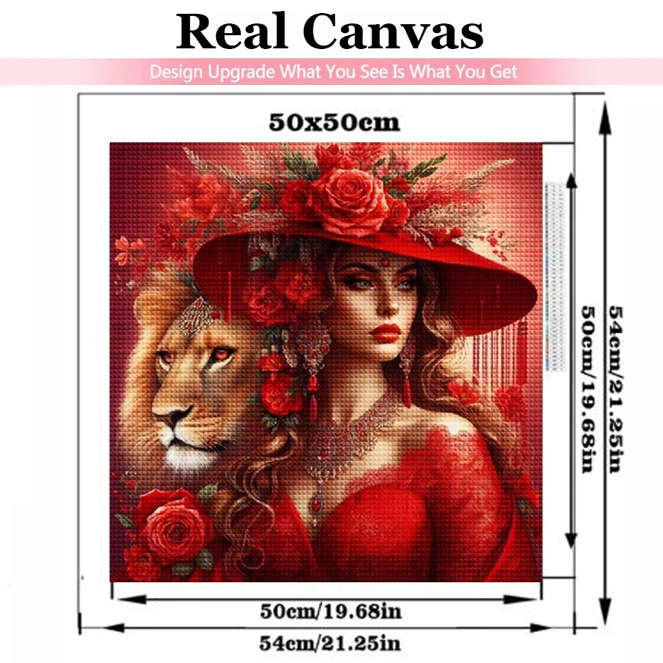 New 2024 5D DIY Full Diamond Painting Kits Art Woman and Lion Owl Red Flowers Embroidery Cross Stitch Rhinestones Home Decor