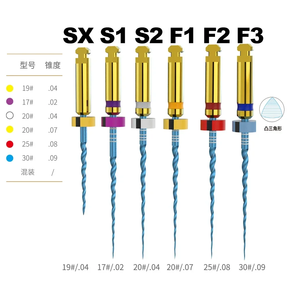 Limes radiculaires de canal endodontique activées par la chaleur super distante NiTi, utilisation du moteur dentaire, SX-F3 25mm, 6 pièces/boîte, dentistes