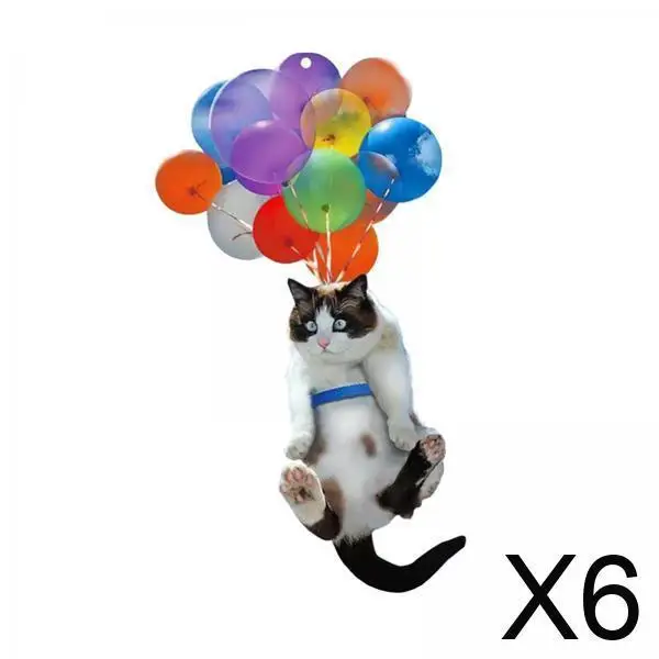 

6 милых автомобильных подвесных подвесных украшений с разноцветными воздушными шарами в виде кота