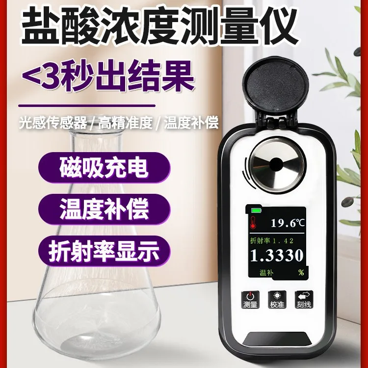 Hydrochloric Acid Concentration Meter Measurement and Test Hydrogen Chloride Content HCl Aqueous Solution  Detector 908