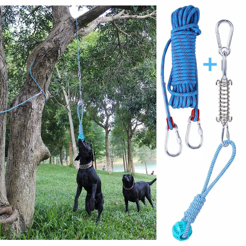 1 Set Dogs Spring Pole Toys Outdoor Hanging Exercise Rope Spring Pull Tug Muscle Builder Good Exercise Tools For Dogs