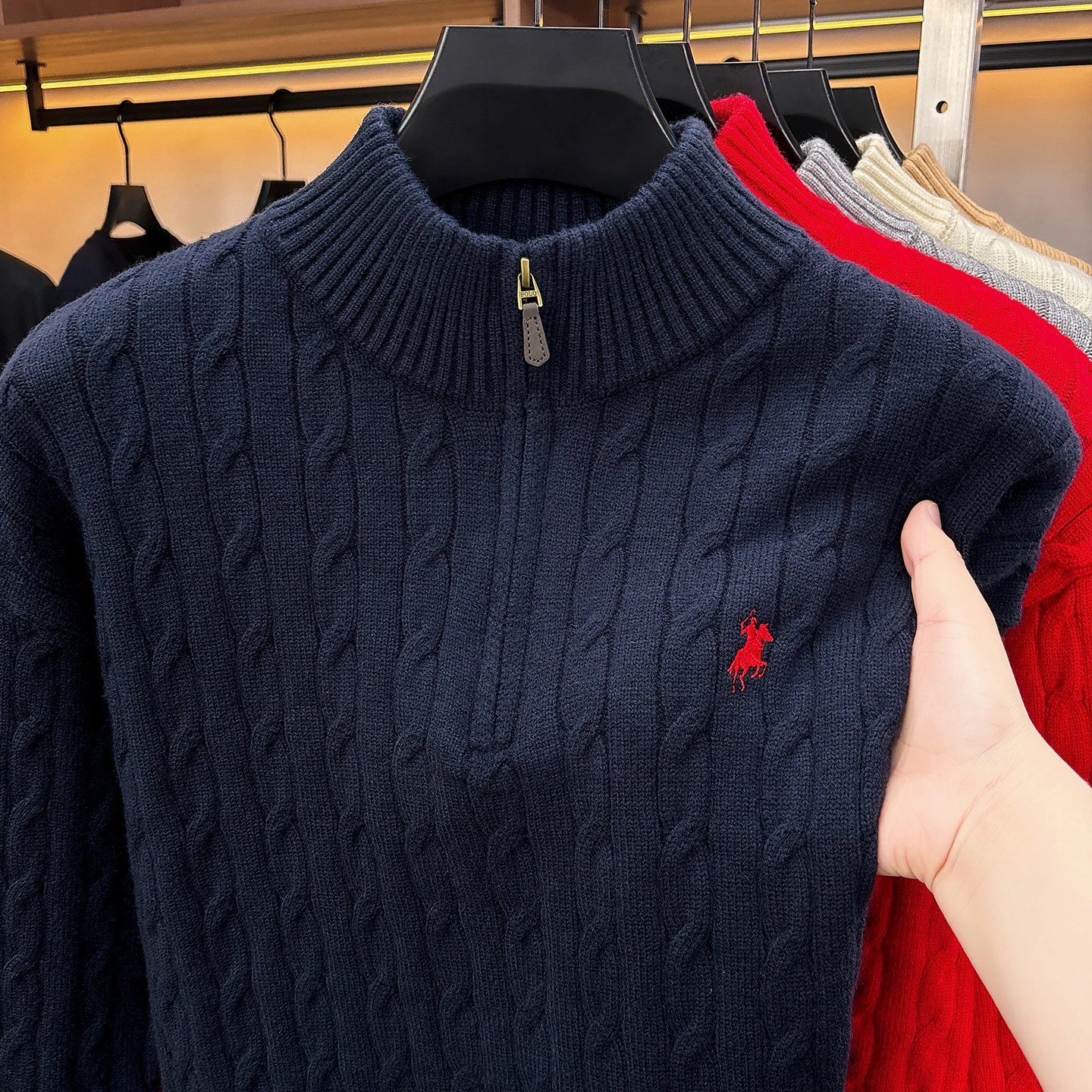 High-End Mode Reißverschluss Kragen Pullover Männer Mode Zipper Marke Paul Pony Stickerei Design Herbst Winter Komfort Warm Stricken Sweater – Detail 25