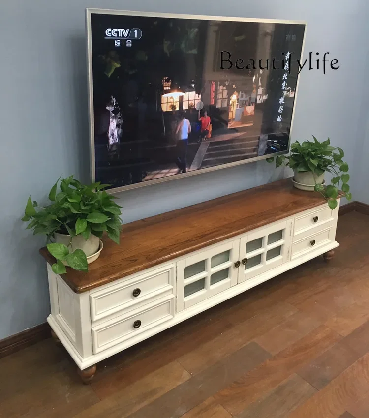 

Pure Solid Wood TV Cabinet American Simple Coffee Table TV Cabinet Unit Living Room Furniture