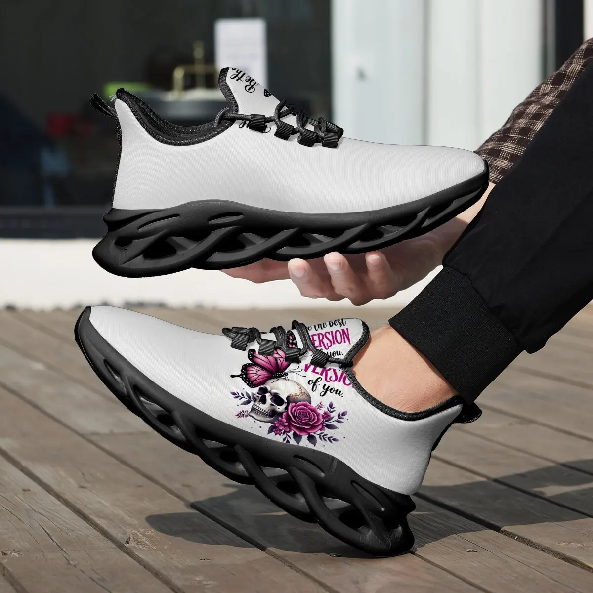 

Skull Butterfly Rose Print Family Matching Shoes Lightweight Outdoor Sports Shoes Suitable for All Seasons Training and Exercise