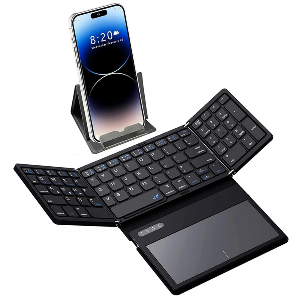 

Foldable Bluetooth-Compatible Keyboard with Touchpad Wireless Folding Keyboard Pocket-Sized Keyboard for Android/IOS/OS/Win/HMS