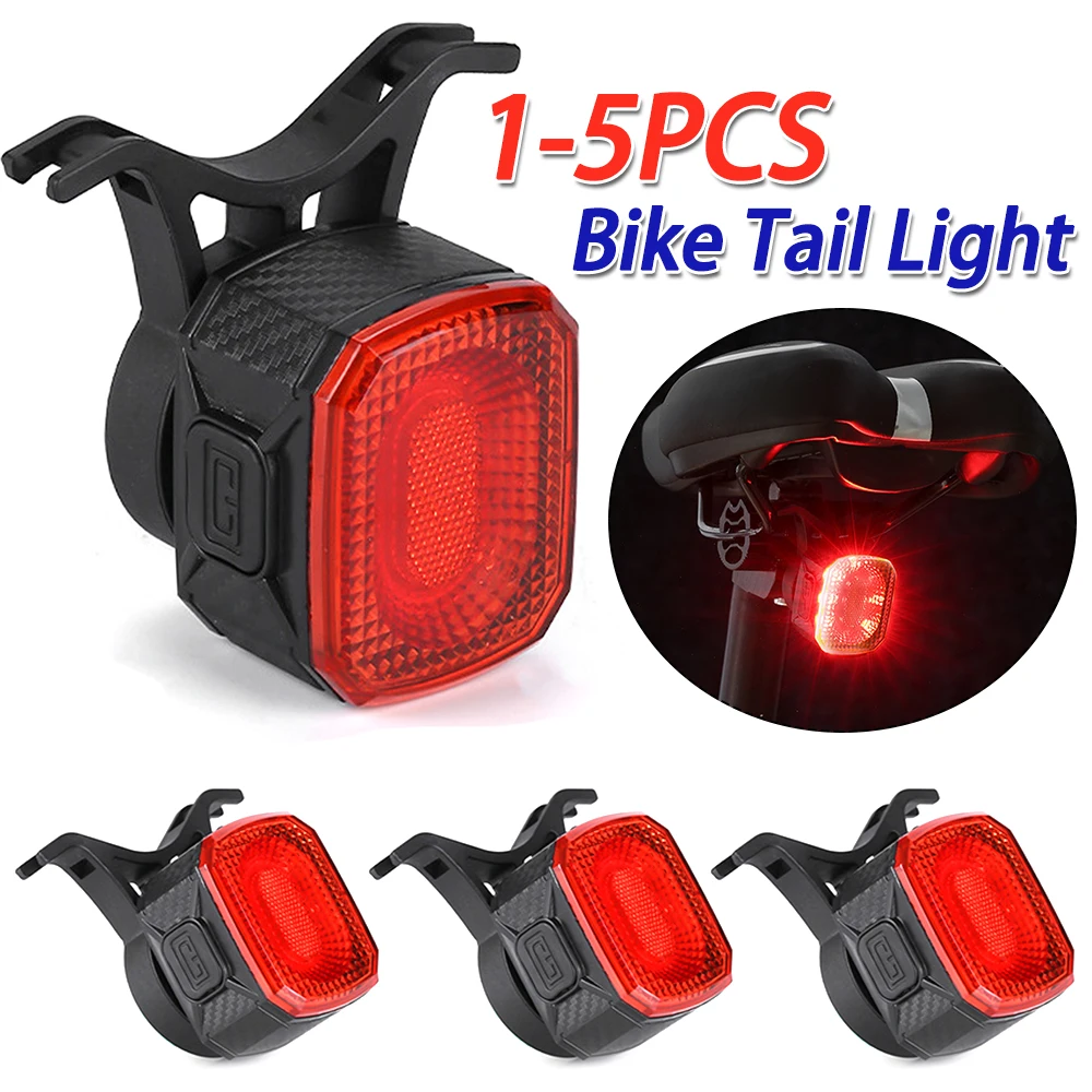 

1-5 шт., предупреждающий световой сигнал безопасности для езды на велосипеде, датчик тормоза, USB перезаряжаемый велосипедный задний фонарь, водонепроницаемый велосипедный фонарь для ночной езды
