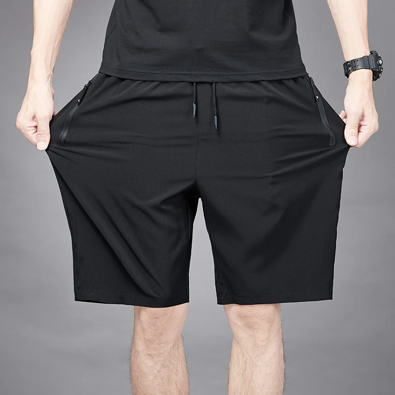 Culotte d'été décontractée à taille élastique pour hommes, culotte Ice JJ, séchage rapide, mode, solide, grande taille 8XL, sport, noir, short de plage, nouveau