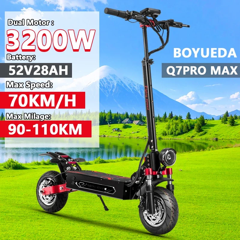 

Q7Pro Max EScooters 3200W Dual Motor 52V28Ah NFC Activation + APP Connection Electric Scooter Automatic cruise control E-Scooter