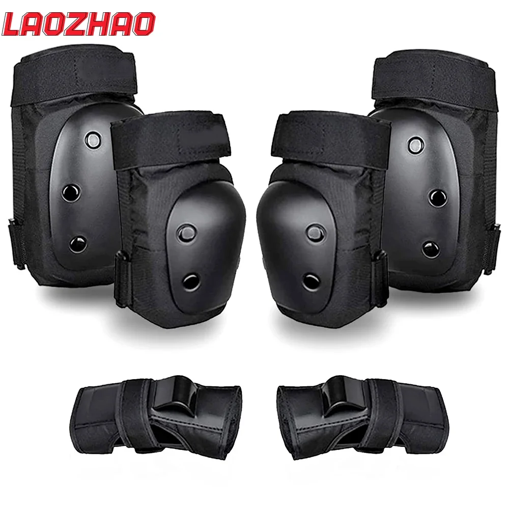 6PCS Adult/Child Knee & Elbow Pads Wrist Guards 6 in 1 Protective Gear Set for Skateboarding Roller Skating Cycling (S/M/L/XL)