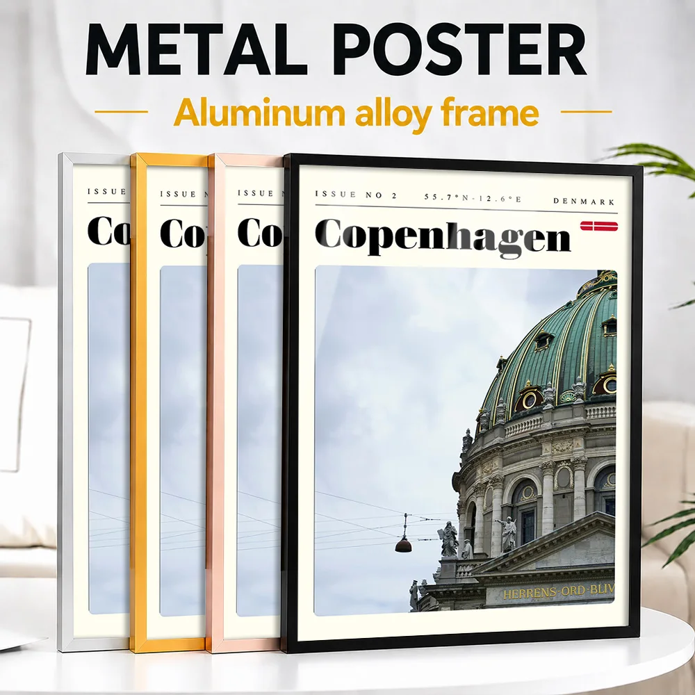 Copenhagen Denmark Cityscape Framed Metal Print Customized Scenic Tribute Wall Art Perfect Within Office As Adventure Lovers