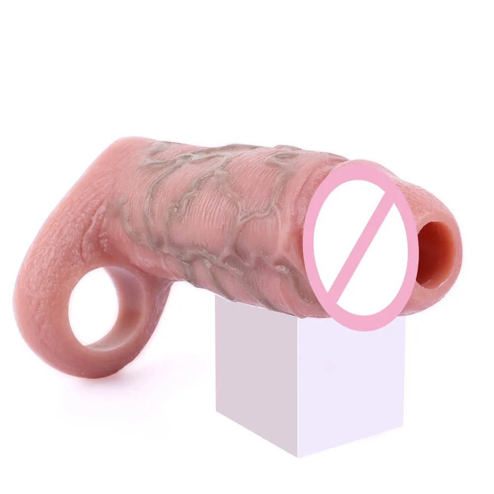 SXXY 13.3CM Open-ended Design Realistic Penis Sleeve With Anti-drop Silicone Condom Cock Extender Sex Toys For Men Enlargement