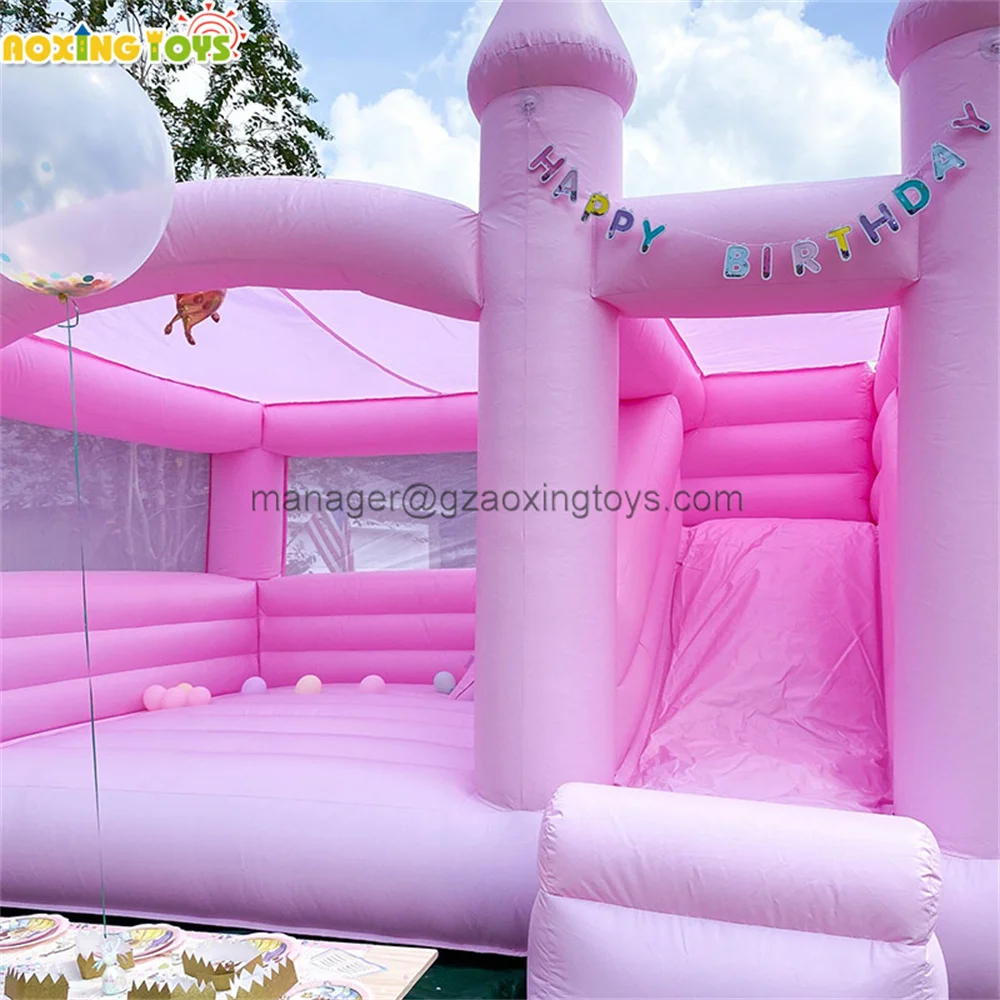 Commercial Pink Wedding Inflatable Bounce House With Slide Party Bouncy Castle Tent With Blower For Kids Adults