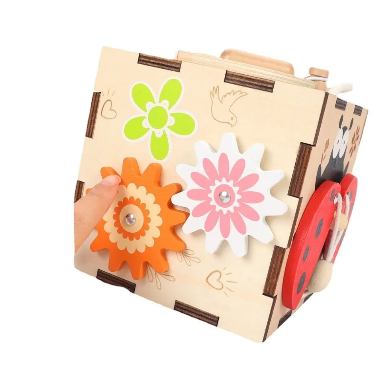 Wooden Children's Six-in-one Multi-functional Shape Pairing Insect Intelligence Box Early Education Concentration Training  Toy