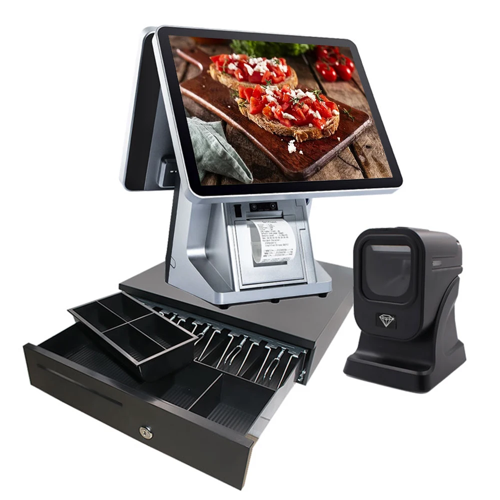 نظام الكل في واحد مقاس 15 بوصة يعمل بنظام Windows 10 ونظام تسجيل Pos للدرج النقدي للصيدلة