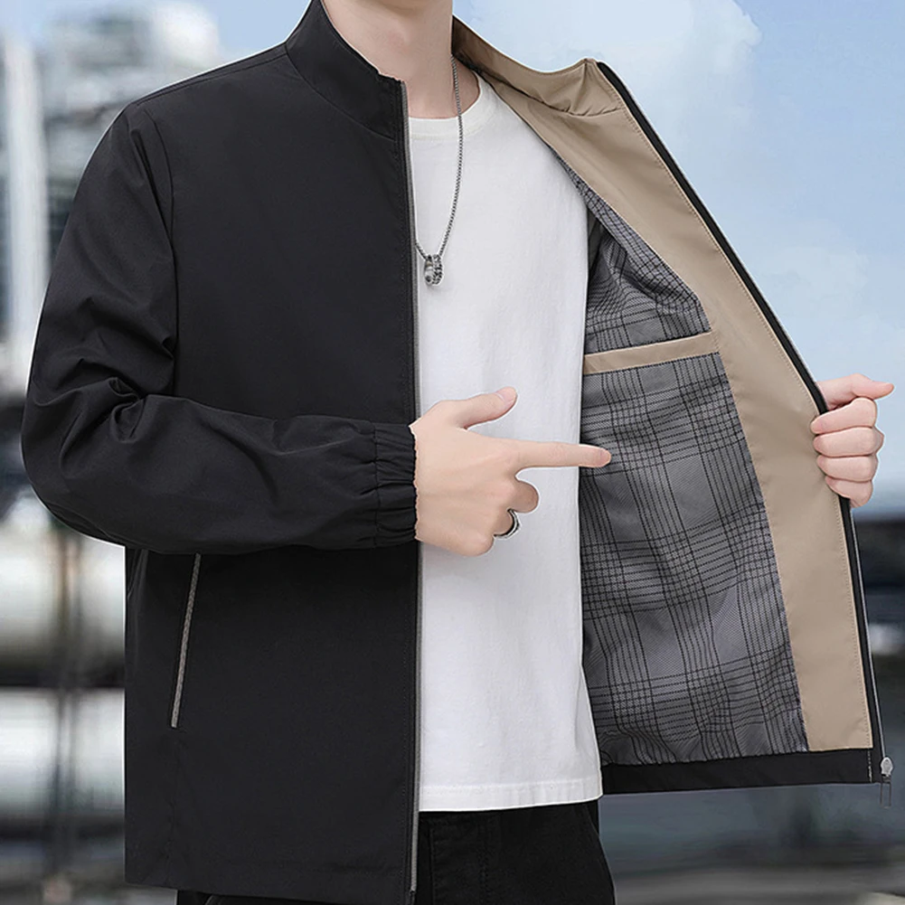 Men's Long Sleeve Solid Color Casual Workwear Coat Base Layer Jacket Perfect for Layering in Cool Weather and Work Environments